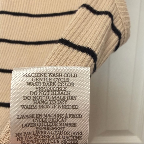 Z Supply Beige and Black Ribbed Knit Striped Tank Top - Picture 4 of 8